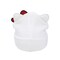 Hello Kitty Novelty Ear White Acrylic Beanie With Cut Fabric Bow With Embroidery And Red Woven Label Cuff Beanie